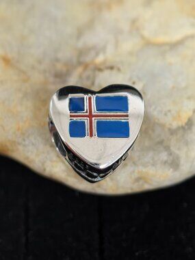 Pandora ICELAND Flag I Love ICELAND Exclusive Heart Charm, S925 Silver (Women's)